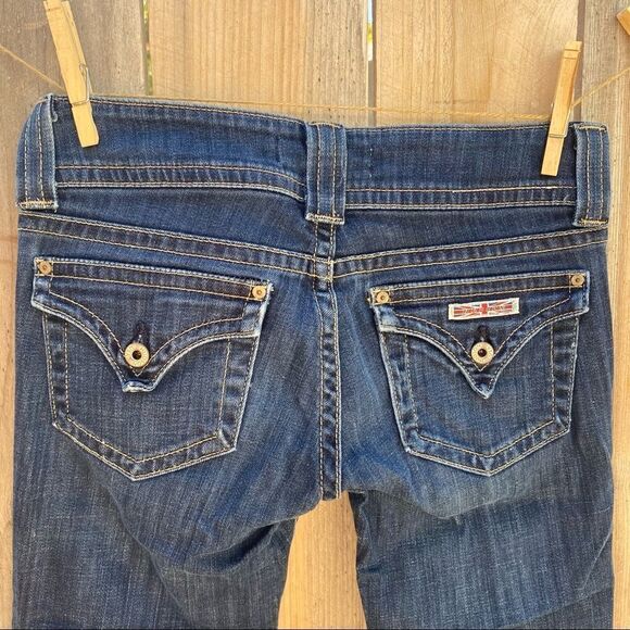 Vintage Y2K Hudson low rise Blue Dark Rinse Signature Wash Boot Cut Jeans sz 26 - Picture 8 of 12
